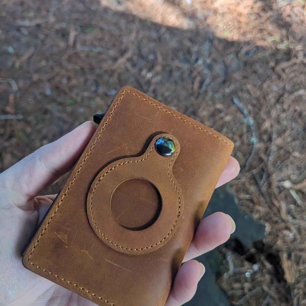 Leather Phone Case with Holder - Brown